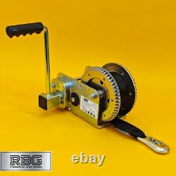 2500Lb Hand Winch + Strap & Hook 1100Kg Professional Clutch Brake Heavy Duty 7M