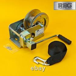 2500Lb Hand Winch + Strap & Hook 1100Kg Professional Clutch Brake Heavy Duty 7M