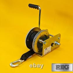 2500Lb Hand Winch + Strap & Hook 1100Kg Professional Clutch Brake Heavy Duty 7M