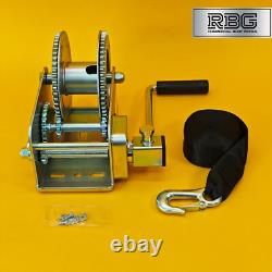 2500Lb Hand Winch + Strap & Hook 1100Kg Professional Clutch Brake Heavy Duty 7M