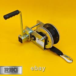 2500Lb Hand Winch + Strap & Hook 1100Kg Professional Clutch Brake Heavy Duty 7M