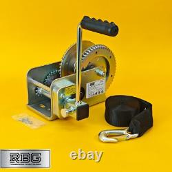 2500Lb Hand Winch + Strap & Hook 1100Kg Professional Clutch Brake Heavy Duty 7M