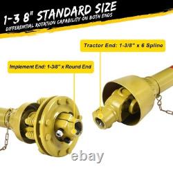 Heavy Duty Tractor PTO Shaft 1-3/8x6, Slip Clutch, Plastic Shield, 31.5 41