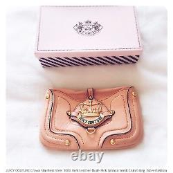 JUICY COUTURE Nude Pink Leather Crown Solid Stainless Steel Quality Clutch Bag