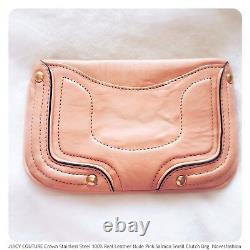JUICY COUTURE Nude Pink Leather Crown Solid Stainless Steel Quality Clutch Bag