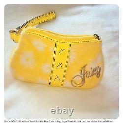JUICY COUTURE Yellow Leather Velour Daisy Bee Clutch Bag Purse FAST