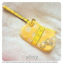 JUICY COUTURE Yellow Leather Velour Daisy Bee Clutch Bag Purse FAST