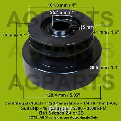 Embrayage centrifuge de service intensif 1 adapté pour moteur de 8 chevaux-vapeur à 16 chevaux-vapeur, 2000-3600 tours par minute.