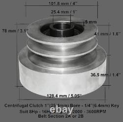 Embrayage centrifuge lourde capacité 25,4 mm 1 alésage DOUBLE POULIE moteur 8HP-16HP 200630